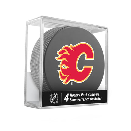Calgary Flames Hockey Puck Coaster Set