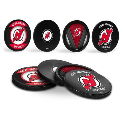 New Jersey Devils Hockey Puck Coaster Set