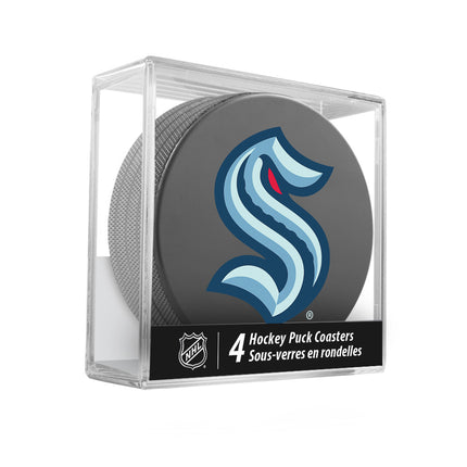 Seattle Kraken Hockey Puck Coaster Set