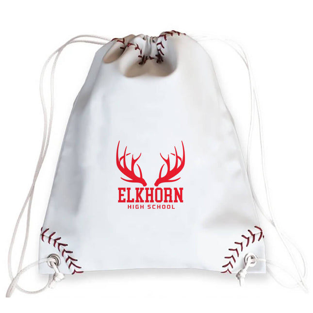 Elkhorn High School Antlers Baseball Drawstring Bag - Authentic Series