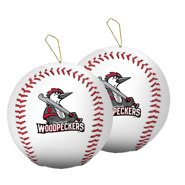 Fayetteville Woodpeckers Baseball Ornament 2-Pack Bundle - Authentic Series