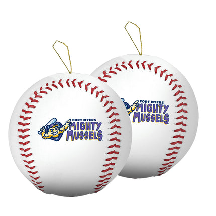 Fort Myers Mighty Mussels Baseball Ornament 2-Pack Bundle - Authentic Series