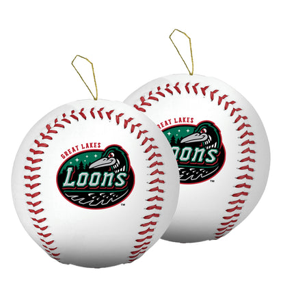 Great Lakes Loons Baseball Ornament 2-Pack Bundle - Authentic Series