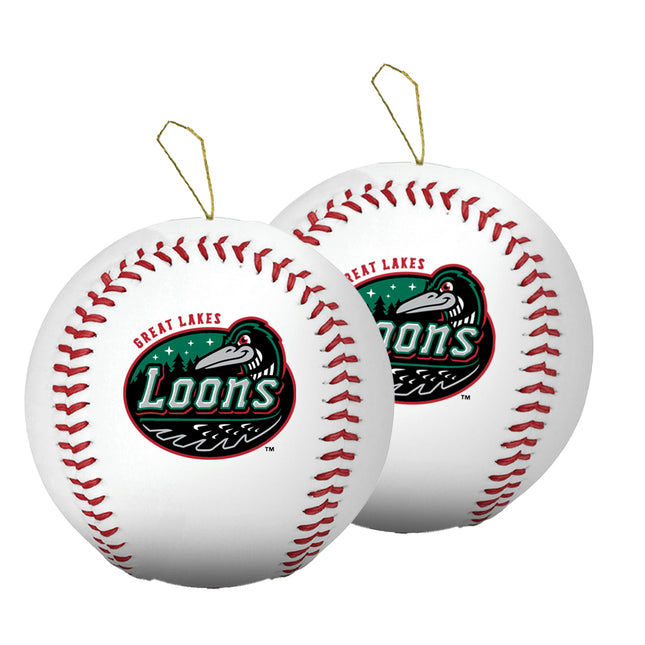 Great Lakes Loons Baseball Ornament 2-Pack Bundle - Authentic Series