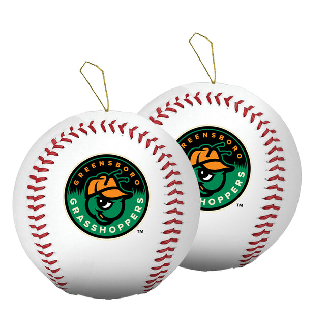 Greensboro Grasshoppers Baseball Ornament 2-Pack Bundle - Authentic Series