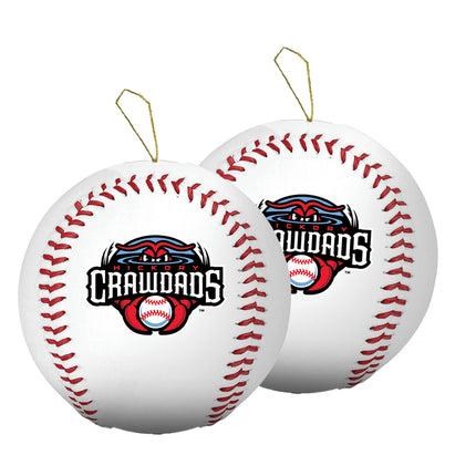 Hickory Crawdads Baseball Ornament 2-Pack Bundle - Authentic Series