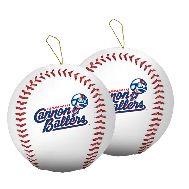 Kannapolis Cannon Ballers Baseball Ornament 2-Pack Bundle - Authentic Series