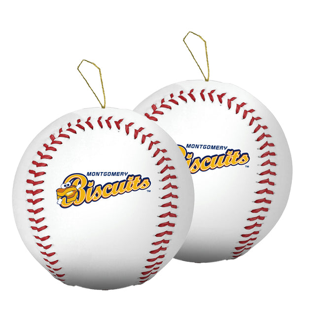Montgomery Biscuits Baseball Ornament 2-Pack Bundle - Authentic Series