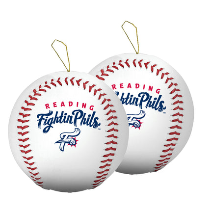 Reading Fightin Phils Baseball Ornament 2-Pack Bundle - Authentic Series
