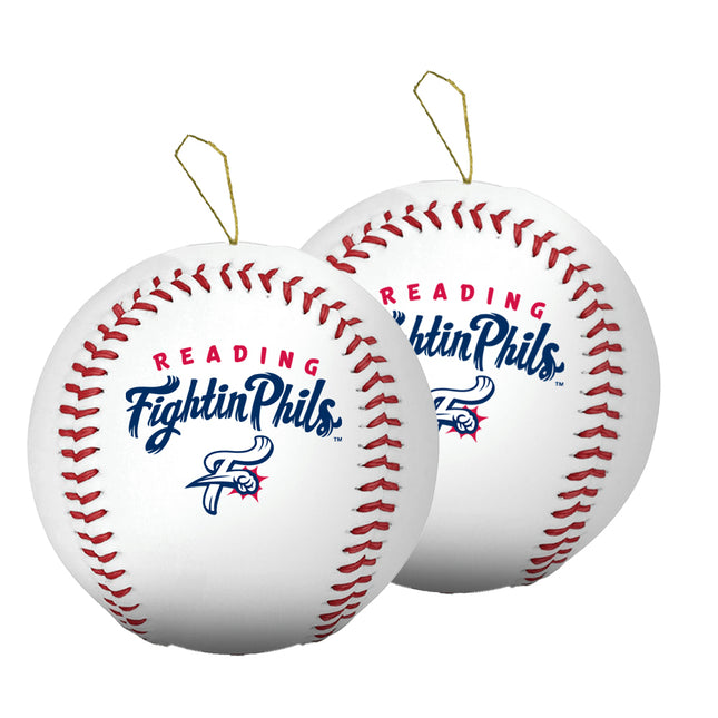 Reading Fightin Phils Baseball Ornament 2-Pack Bundle - Authentic Series