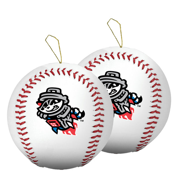 Rocket City Trash Pandas Baseball Ornament 2-Pack Bundle - Authentic Series