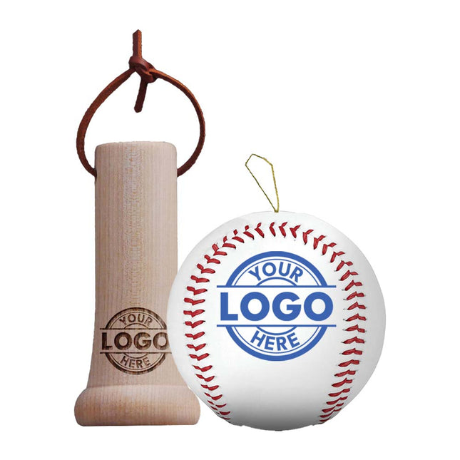 Custom Design Bundle Bat Knob and Baseball Ornament - Authentic Series