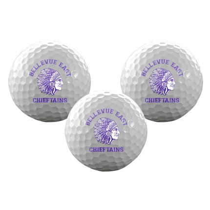 Bellevue East Chieftains Golf Sleeve of 3 Golf Balls - Authentic Series
