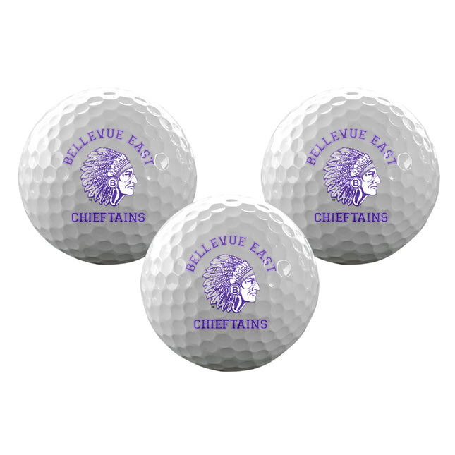 Bellevue East Chieftains Golf Sleeve of 3 Golf Balls - Authentic Series
