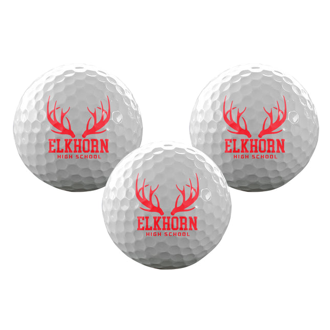 Elkhorn High School Antlers Golf Sleeve of 3 Golf Balls - Authentic Series