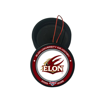Elon University Phoenix Hockey Puck Ornament 2-Pack Bundle - Authentic Series