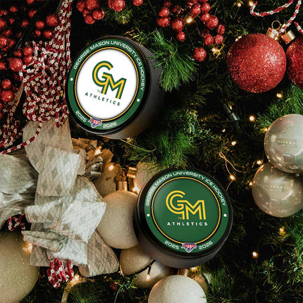 George Mason University Patriots Hockey Puck Ornament 2-Pack Bundle - Authentic Series