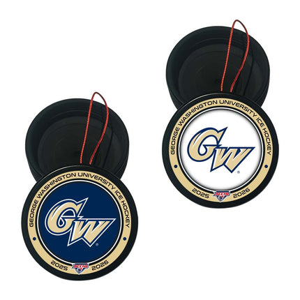 George Washington Revolutionaries Hockey Puck Ornament 2-Pack Bundle - Authentic Series