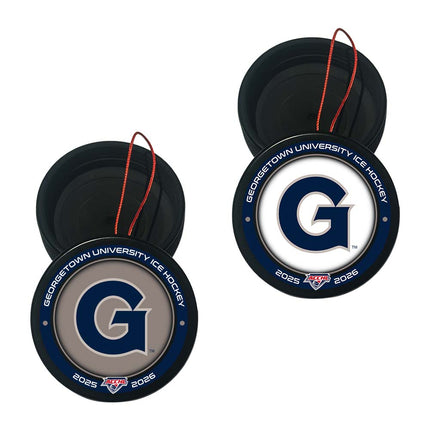 Georgetown University Hoyas Hockey Puck Ornament 2-Pack Bundle - Authentic Series