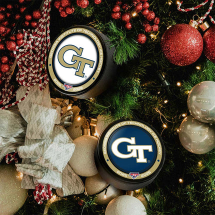 Georgia Tech Yellow Jackets Hockey Puck Ornament 2-Pack Bundle - Authentic Series