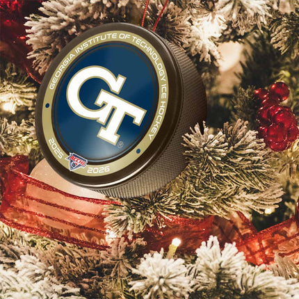 Georgia Tech Yellow Jackets Hockey Puck Ornament - Authentic Series