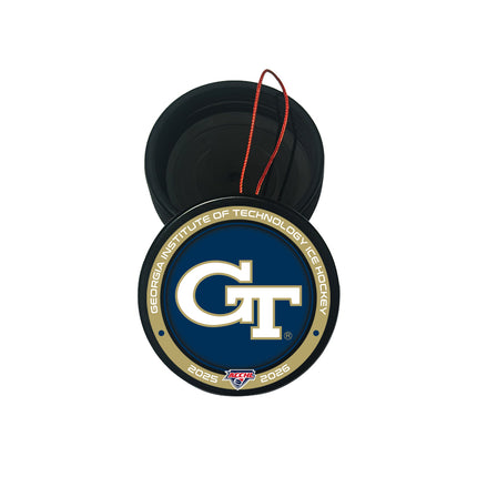 Georgia Tech Yellow Jackets Hockey Puck Ornament - Authentic Series