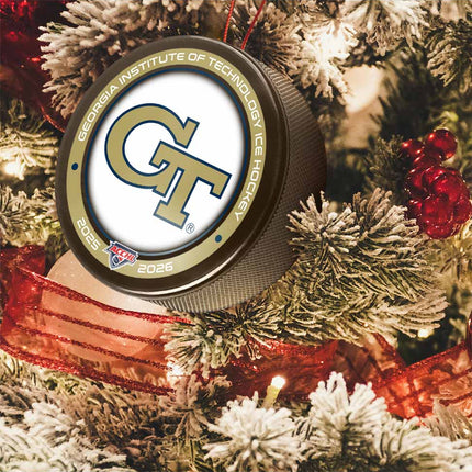 Georgia Tech Yellow Jackets Hockey Puck Ornament - Authentic Series