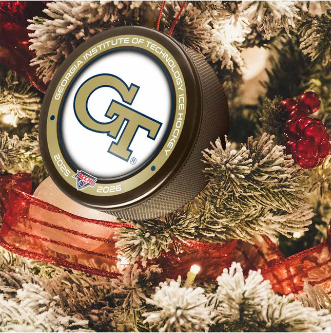 Georgia Tech Yellow Jackets Hockey Puck Ornament - Authentic Series