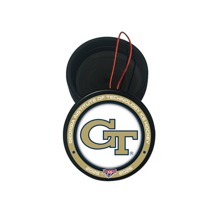 Georgia Tech Yellow Jackets Hockey Puck Ornament - Authentic Series