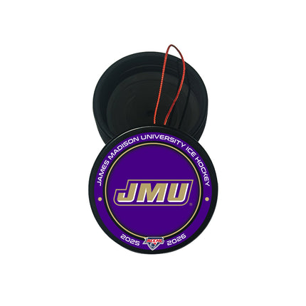 James Madison University Dukes Hockey Puck Ornament - Authentic Series