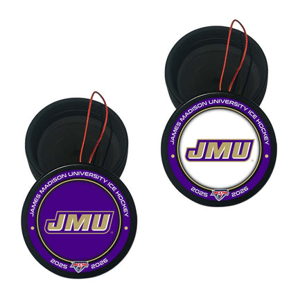 James Madison University Dukes Hockey Puck Ornament 2-Pack Bundle - Authentic Series