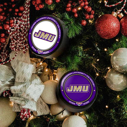 James Madison University Dukes Hockey Puck Ornament 2-Pack Bundle - Authentic Series