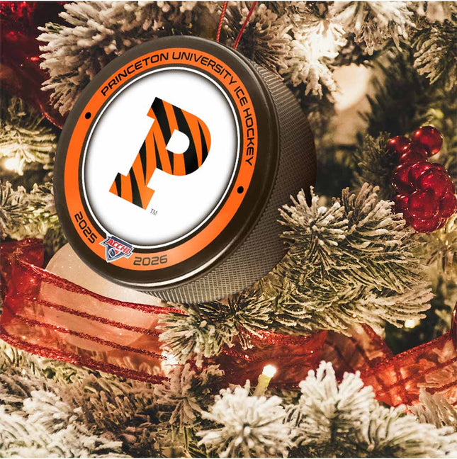 Princeton Tigers Hockey Puck Ornament - Authentic Series