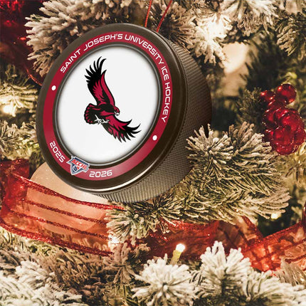 Saint Joseph's Hawks Hockey Puck Ornament - Authentic Series