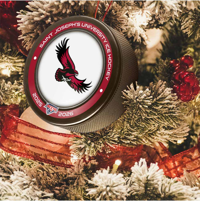 Saint Joseph's Hawks Hockey Puck Ornament - Authentic Series