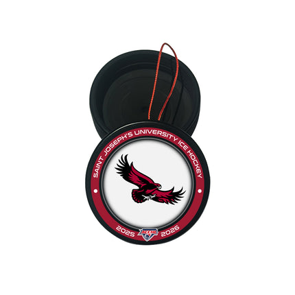 Saint Joseph's Hawks Hockey Puck Ornament 2-Pack Bundle - Authentic Series