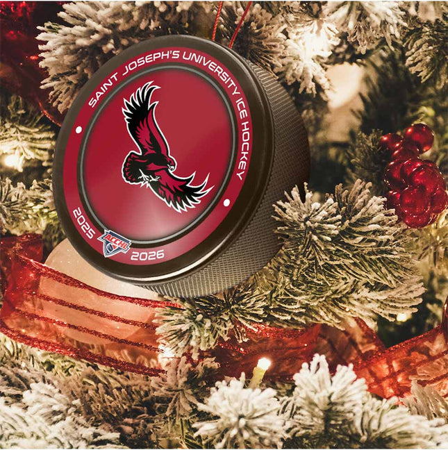 Saint Joseph's Hawks Hockey Puck Ornament - Authentic Series