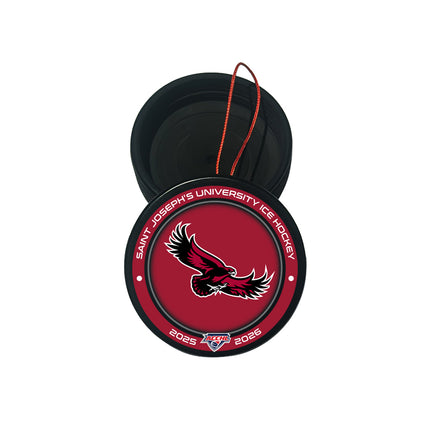 Saint Joseph's Hawks Hockey Puck Ornament 2-Pack Bundle - Authentic Series