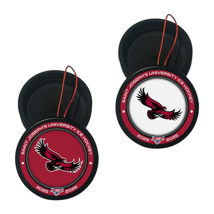 Saint Joseph's Hawks Hockey Puck Ornament 2-Pack Bundle - Authentic Series