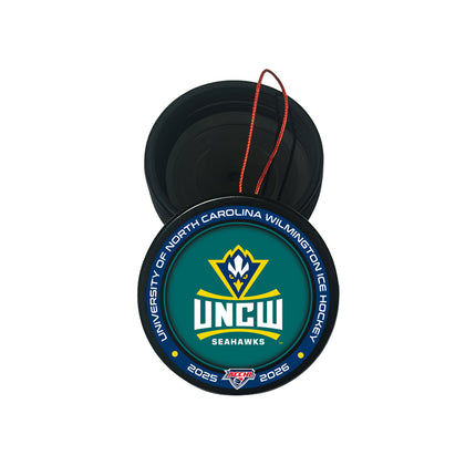 UNCW Seahawks Hockey Puck Ornament - Authentic Series