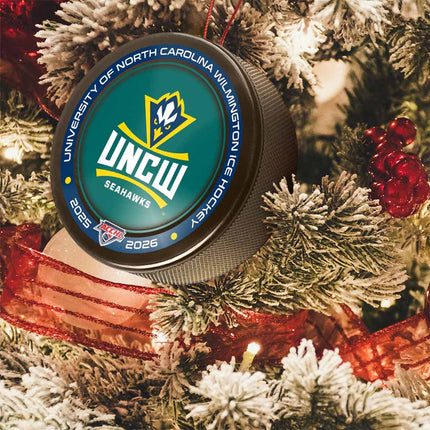 UNCW Seahawks Hockey Puck Ornament - Authentic Series