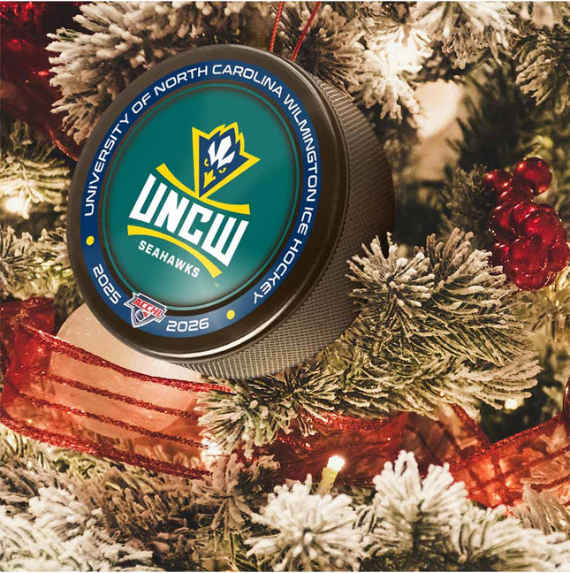 UNCW Seahawks Hockey Puck Ornament - Authentic Series