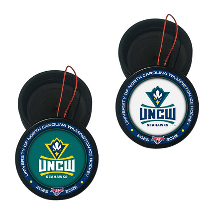 UNCW Seahawks Hockey Puck Ornament 2-Pack Bundle - Authentic Series