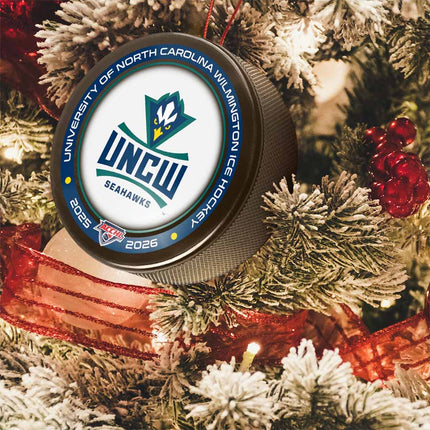 UNCW Seahawks Hockey Puck Ornament - Authentic Series