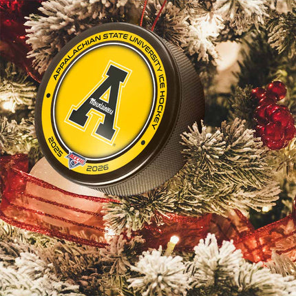 Appalachian State Mountaineers Hockey Puck Ornament - Authentic Series