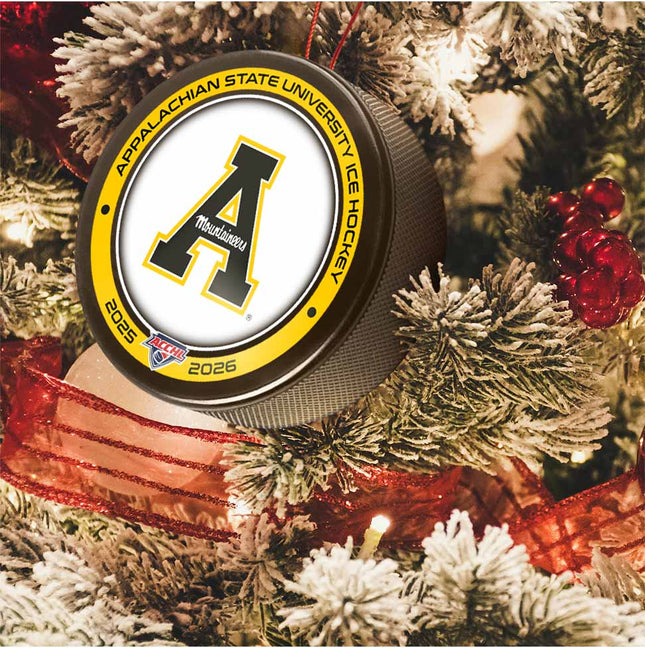 Appalachian State Mountaineers Hockey Puck Ornament - Authentic Series