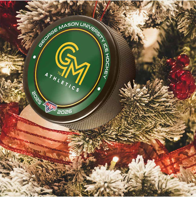 George Mason University Patriots Hockey Puck Ornament - Authentic Series
