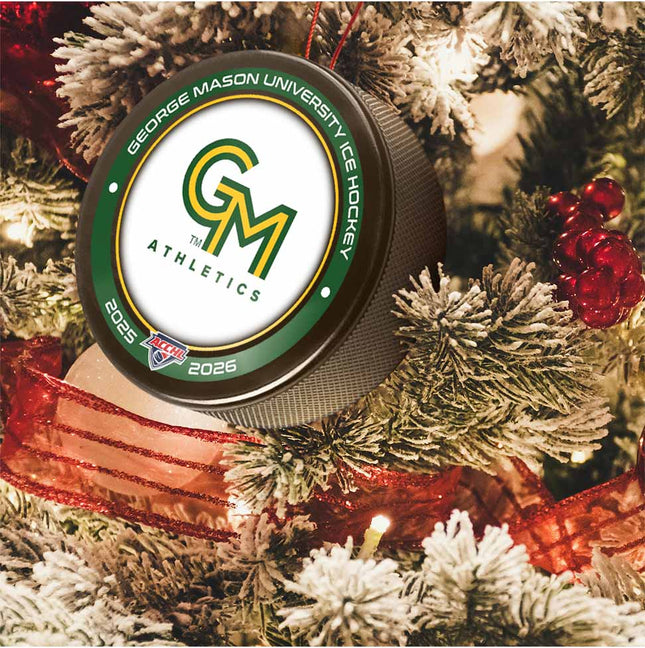George Mason University Patriots Hockey Puck Ornament - Authentic Series