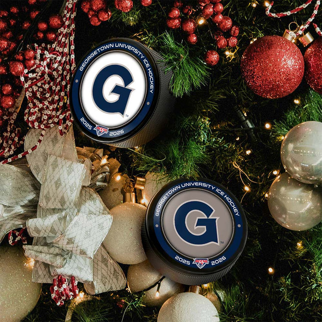Georgetown University Hoyas Hockey Puck Ornament 2-Pack Bundle - Authentic Series