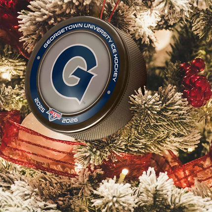 Georgetown University Hoyas Hockey Puck Ornament - Authentic Series